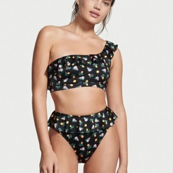 NEW Victoria’s Secret Ruffle High Waist Cheeky‎ Bikini Set Top Bottom Set Size S - Picture 1 of 8